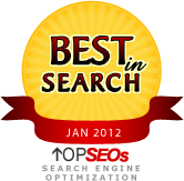 Top SEOs Best in Search award - Search Engine Optimization January 2012